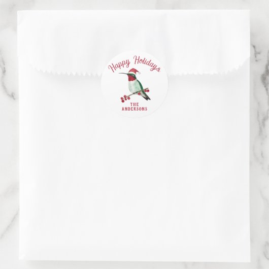 Custom Santa Hummingbird Runder Aufkleber (Tasche)