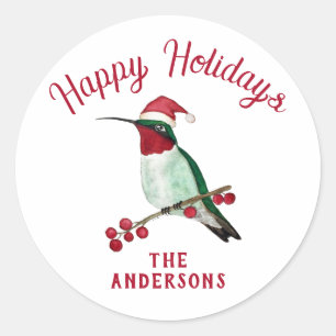 Custom Santa Hummingbird Runder Aufkleber