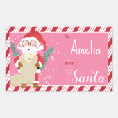 Custom Santa Kid Pink Gift Tag Sticker (Vorderseite)
