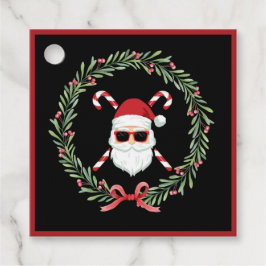Custom Santa mit Wreath und Candy Canes Favor Tag Geschenkanhänger