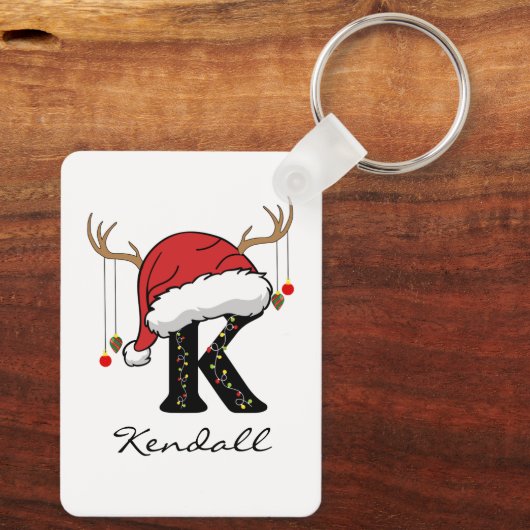 Custom Santa Monogram Bulk Keychain for Employees Schlüsselanhänger (Rückseite)
