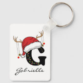 Custom Santa Monogram Keychain Gift for Friends Schlüsselanhänger (Rückseite)