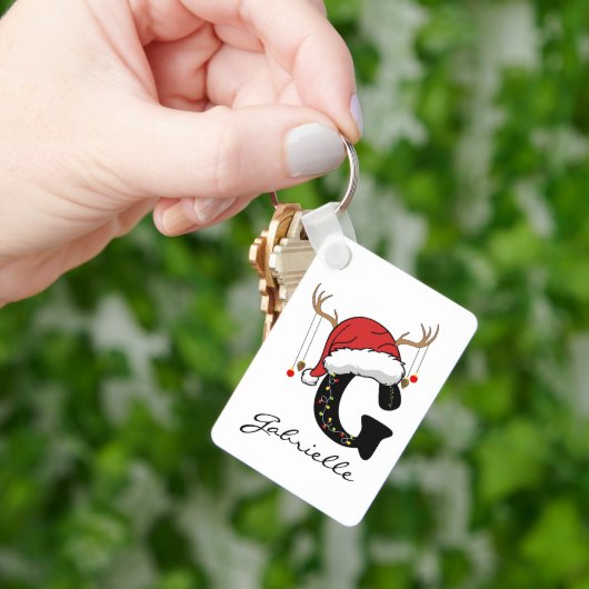 Custom Santa Monogram Keychain Gift for Friends Schlüsselanhänger (Hand)