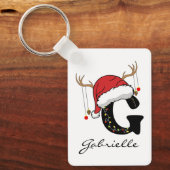 Custom Santa Monogram Keychain Gift for Friends Schlüsselanhänger (Vorderseite)