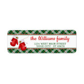 Custom Santa Red Mittens Red Green Kariertes Muste (Vorne)