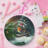 Custom Santa Robin auf einem Weihnachtsbaum Napkin Pappteller (Party)