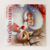 Custom Santa Rudolph Cute Christmas Jigsaw Gift Puzzle (Horizontal)