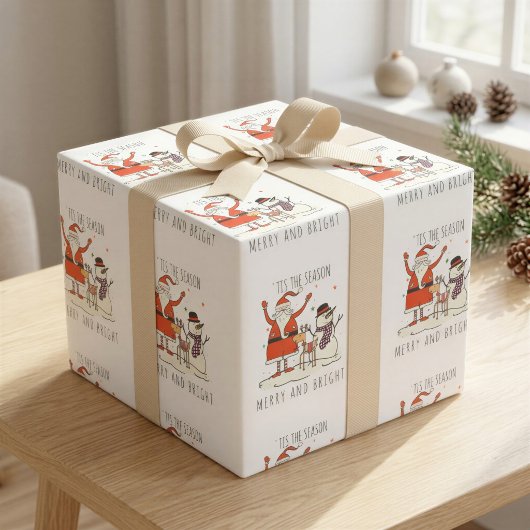 Custom Santa Snowman Rentier Fröhlich und hell Geschenkpapier