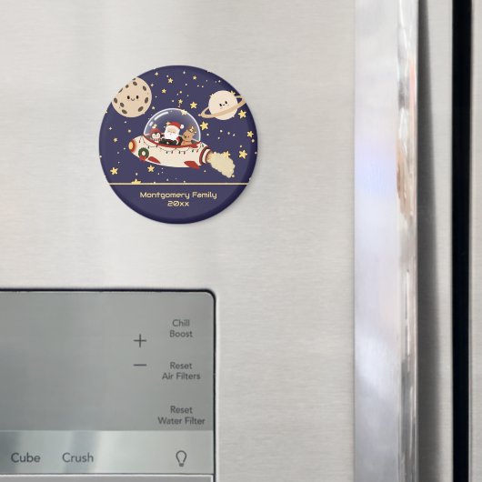 Custom Santa Spaceship Christmas Magnet (In Situ (Kühlschrank))