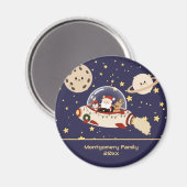 Custom Santa Spaceship Christmas Magnet (Vorderseite/Rückseite)