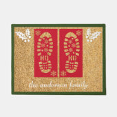 Custom Santa's Stiefel Weihnachtsrot rot Grün Fußmatte (Vorderseite)