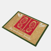 Custom Santa's Stiefel Weihnachtsrot rot Grün Fußmatte (Schrägansicht)