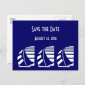 Custom Save the Date Blue White Sailboote Postcard Ankündigungspostkarte (Vorne/Hinten)