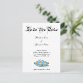 Custom Save the Date Cinderella Slipper auf Aquama Ankündigungspostkarte (Stehend Vorderseite)