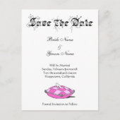 Custom Save the Date Cinderella Slipper auf rosa Ankündigungspostkarte (Vorderseite)