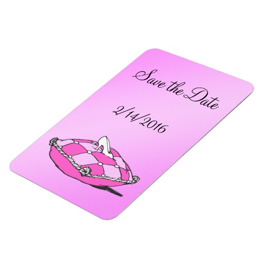 Custom Save the Date Cinderella Slipper Pink Magne Magnet (Linke Seite)