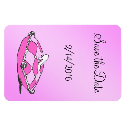Custom Save the Date Cinderella Slipper Pink Magne Magnet (Horizontal)