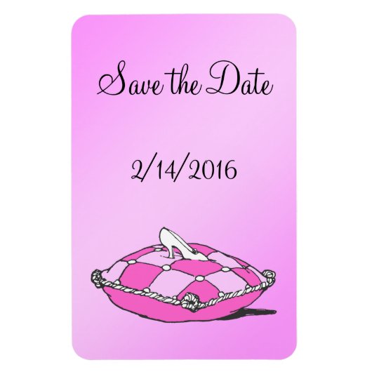 Custom Save the Date Cinderella Slipper Pink Magne Magnet (Vertikal)