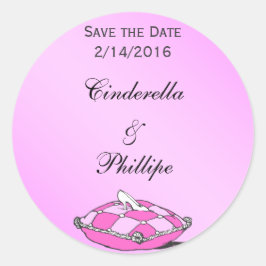 Custom Save the Date Cinderella Slipper Pink Runder Aufkleber