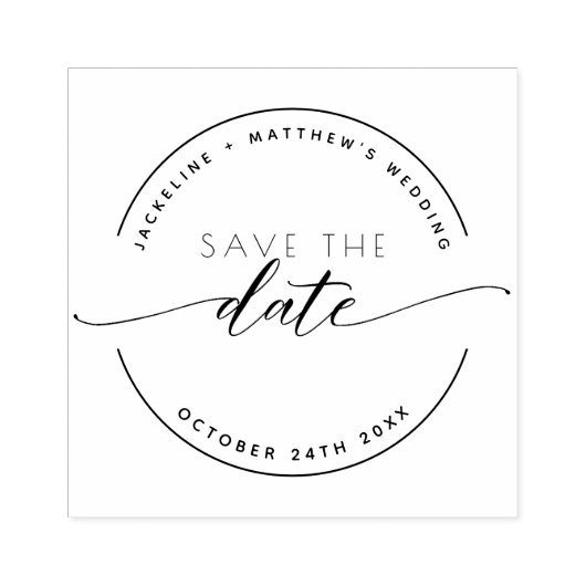 Custom Save the Date, Elegante Modern Script, Gummistempel (Prägung)