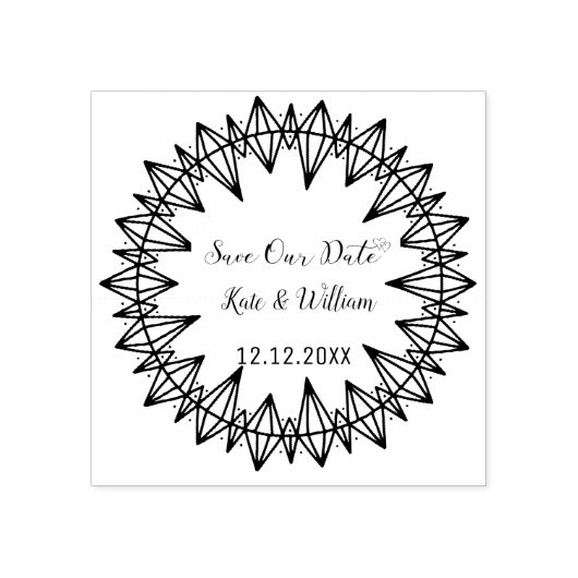 Custom Save the Date Mandala Kranz Gummistempel (Prägung)