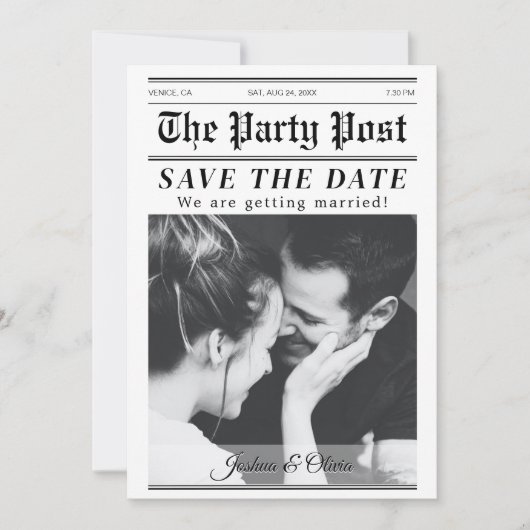 Custom Save the Date Newspaper Magazine Cover Einladung (Vorderseite)