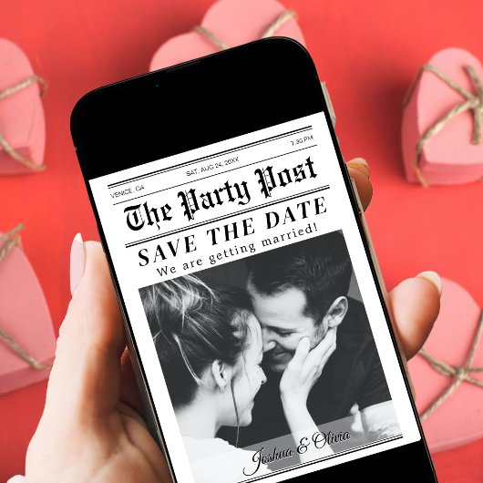 Custom Save the Date Newspaper Magazine Cover Einladung