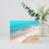 Custom Save the Date Postcard Beach Hochzeit Postkarte (Stehend Vorderseite)