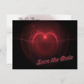 Custom Save the Date Red Lighted Heart Postkarte (Vorne/Hinten)