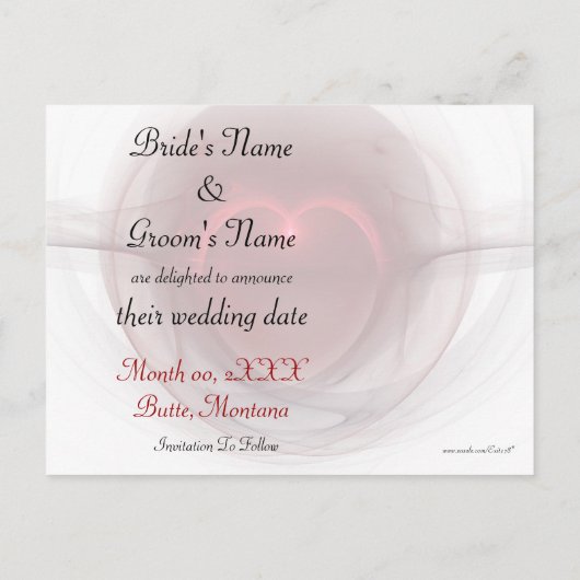 Custom Save the Date Red Lighted Heart Postkarte (Rückseite)