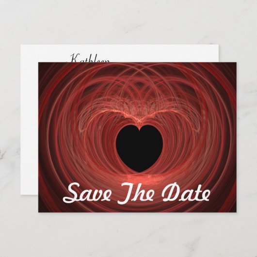 Custom Save the Date Red Spiraled Heart Postkarte (Vorne/Hinten)