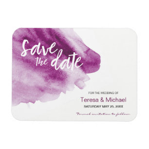 Custom Save the Date Wasserfarbspritze Lila Magnet