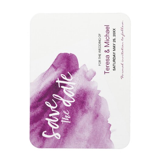 Custom Save the Date Wasserfarbspritze Lila Magnet (Vertikal)