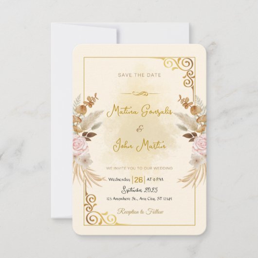 Custom Save the Date Wedding Invitation with QR (Vorderseite)