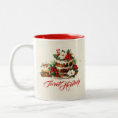 Custom Scandi Winter Foliage Wasserfarben Weihnach Zweifarbige Tasse (Links)