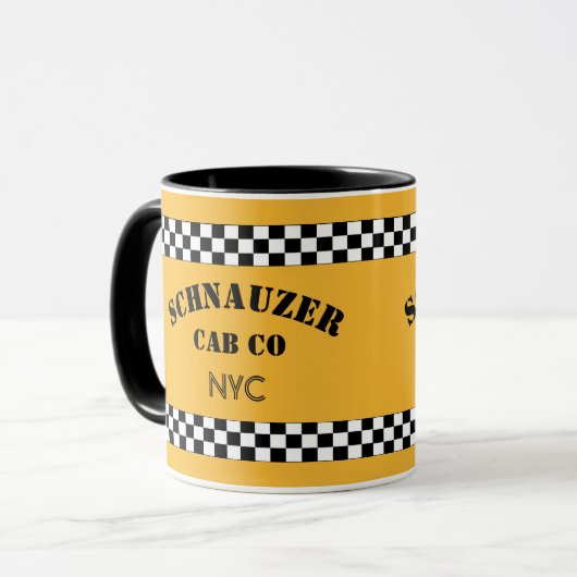 Custom Schachbrett Cab Taxi Stil Gelb und Schwarz Tasse (Vorderseite Links)