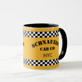 Custom Schachbrett Cab Taxi Stil Gelb und Schwarz Tasse (VorderseiteRechts)