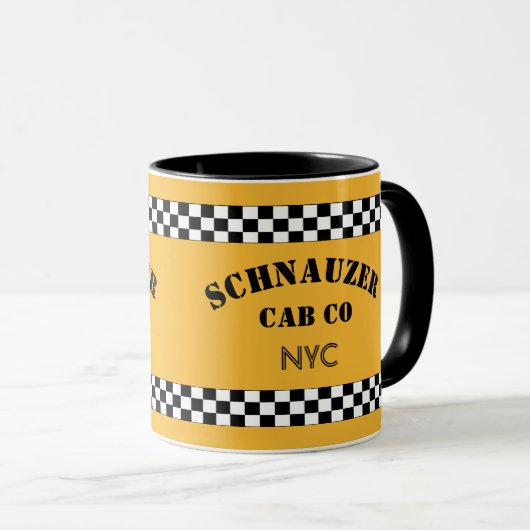 Custom Schachbrett Cab Taxi Stil Gelb und Schwarz Tasse (VorderseiteRechts)