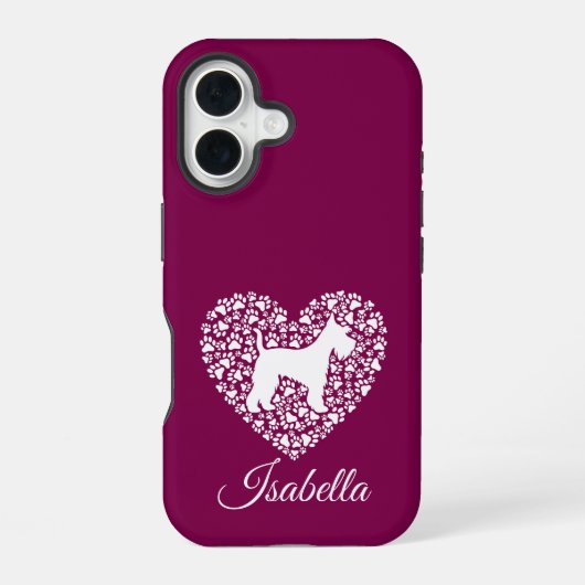 Custom Schnauzer Heart Paws Print - Dog Lover iPhone 16 Hülle (Rückseite)