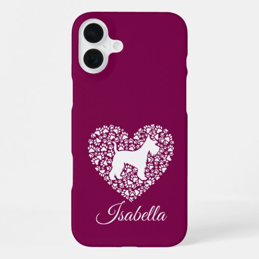 Custom Schnauzer Heart Paws Print - Dog Lover iPhone Hülle (Rückseite)