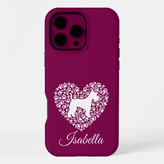 Custom Schnauzer Heart Paws Print - Dog Lover iPhone Hülle (Rückseite)