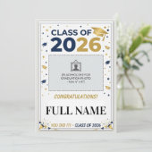 Custom School Colors Graduation Photo Card | Class Einladung (Stehend Vorderseite)