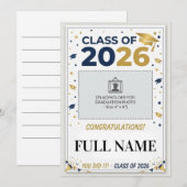 Custom School Colors Graduation Photo Card | Class Einladung (Vorne/Hinten)