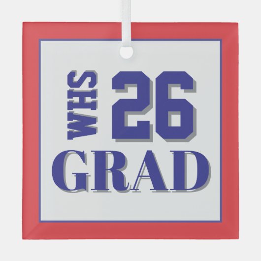 Custom School Grad '26 Ornament Aus Glas (Vorderseite)