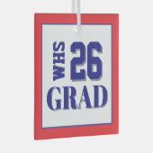 Custom School Grad '26 Ornament Aus Glas (Vorderseite Rechts)