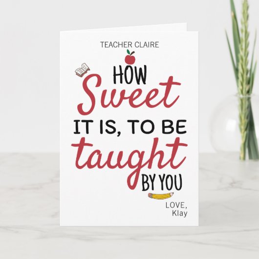 CUSTOM School Lehrer Wertschätzung wie süß Karte (Vorderseite)