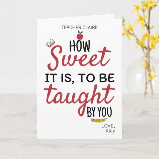 CUSTOM School Lehrer Wertschätzung wie süß Karte (Gelbe Blume)