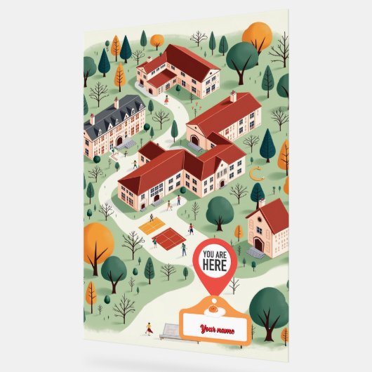 Custom School Map mit "You Are Here" Acrylschild (Winkel)