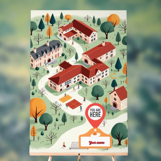 Custom School Map mit "You Are Here" Acrylschild (Neutral)