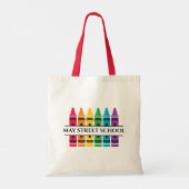 Custom School Name - Crayons Totbeutel Tragetasche (Rückseite)